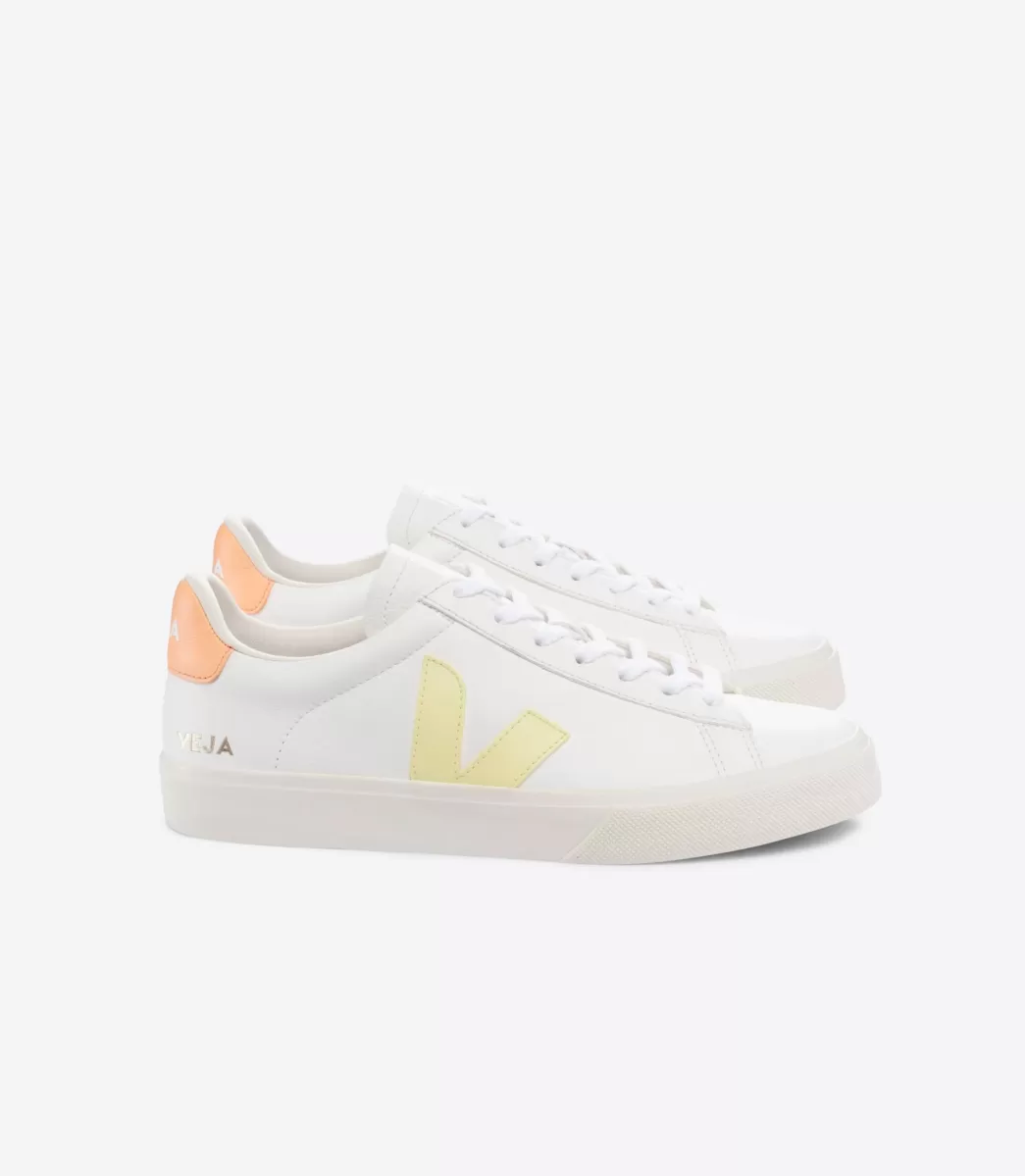 Femme VEJA Campo<CAMPO LEATHER WHITE SUN PEACH