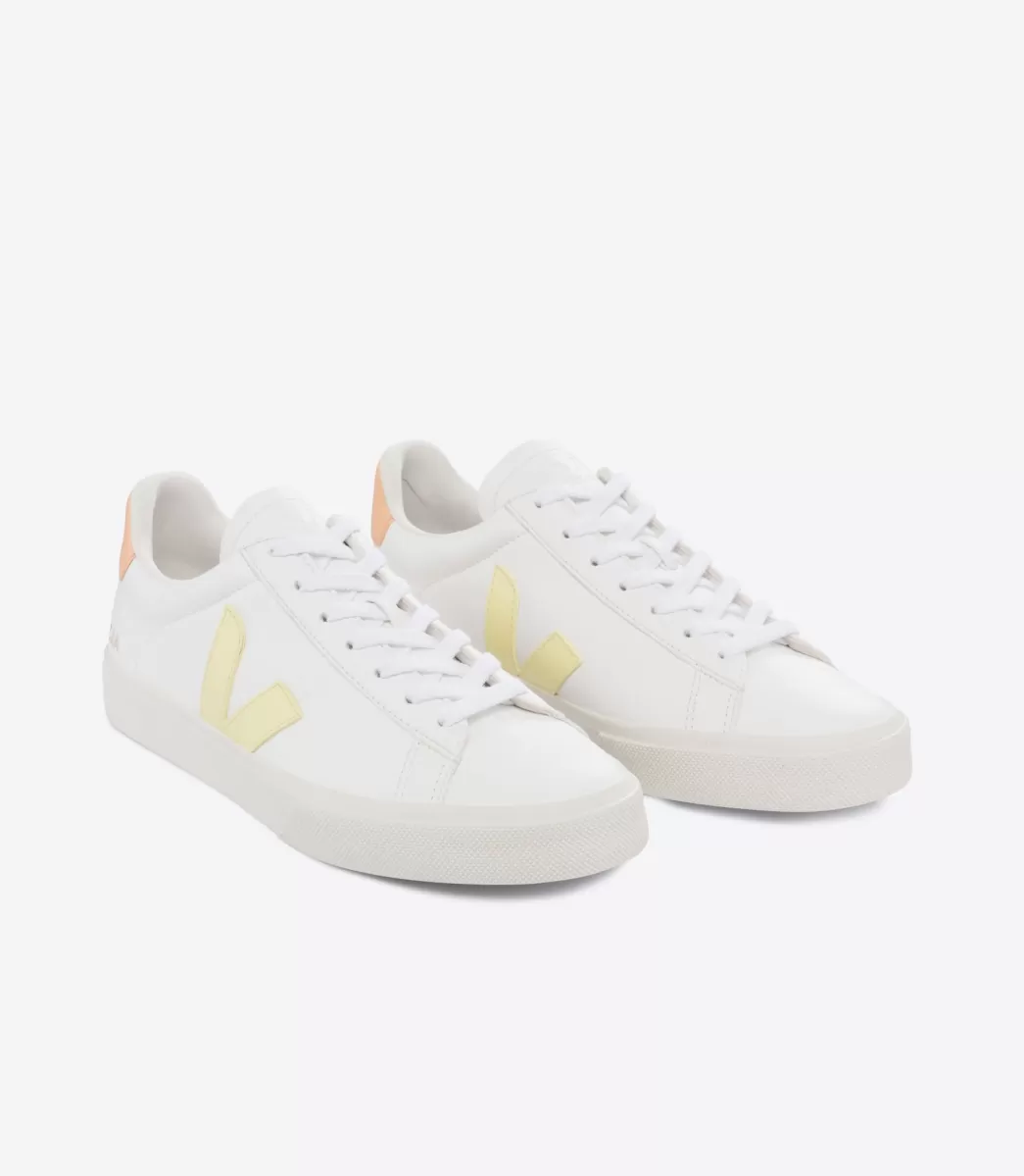 Femme VEJA Campo<CAMPO LEATHER WHITE SUN PEACH