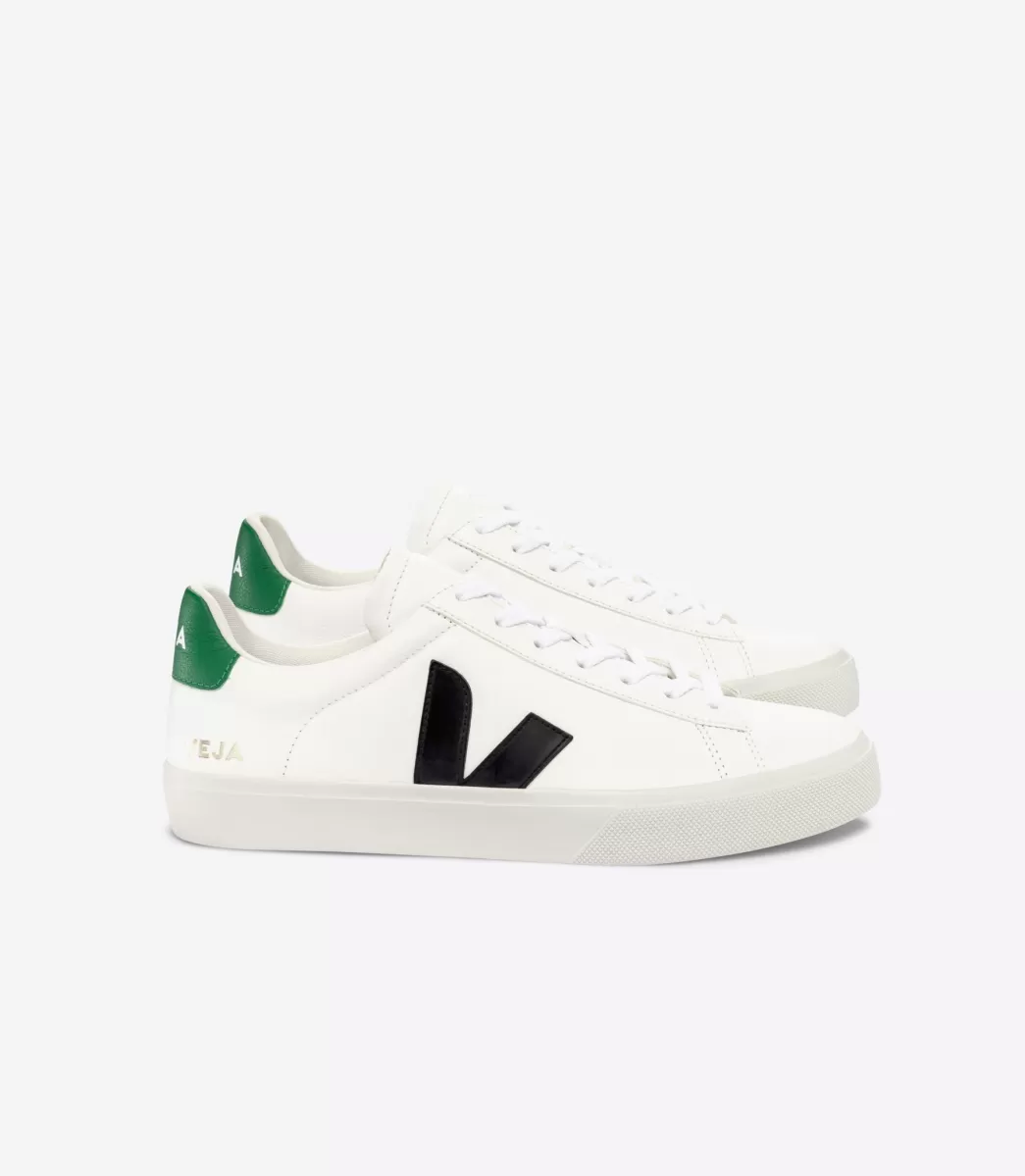 VEJA Adultes<CAMPO LEATHER WHITE BLACK EMERAUDE