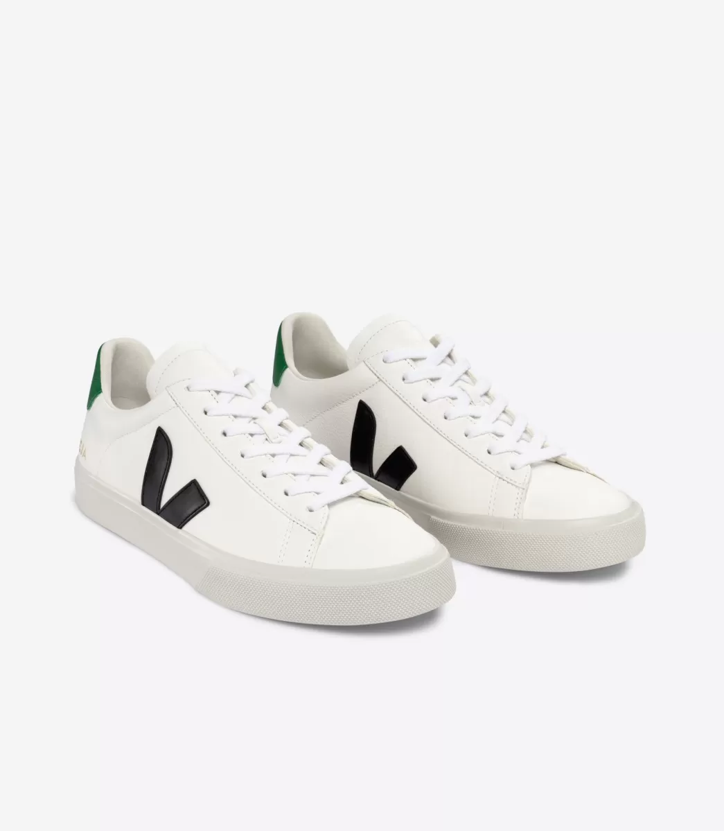 VEJA Adultes<CAMPO LEATHER WHITE BLACK EMERAUDE