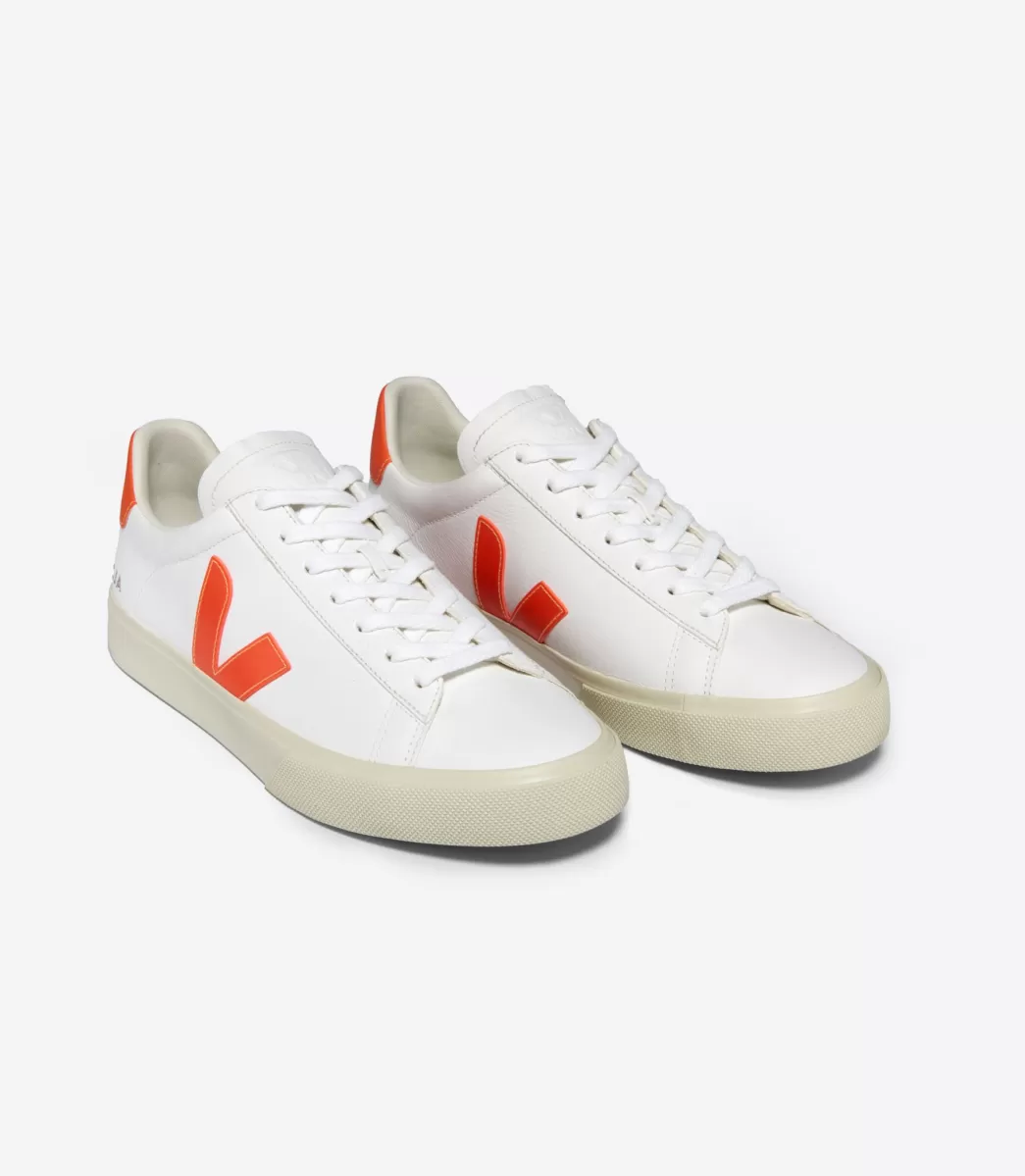 Femme VEJA Campo | Campo<CAMPO LEATHER WHITE ORANGE FLUO
