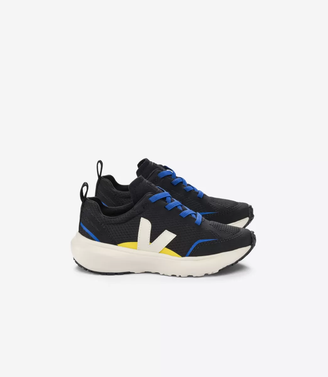 Enfant VEJA Enfants<CANARY ELASTIC LACES ALVEOMESH BLACK PIERRE