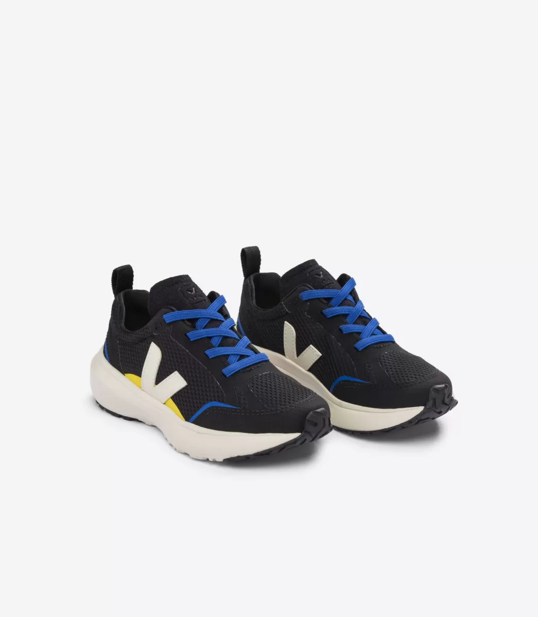 Enfant VEJA Enfants<CANARY ELASTIC LACES ALVEOMESH BLACK PIERRE