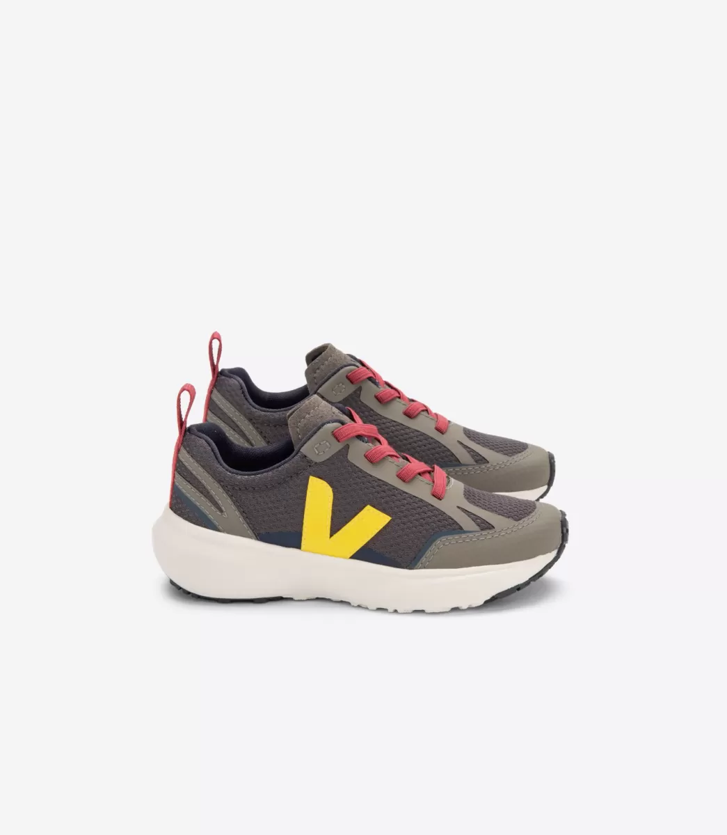 Enfant VEJA Vegan | Canary<CANARY ELASTIC LACES ALVEOMESH GRAFITE TONIC