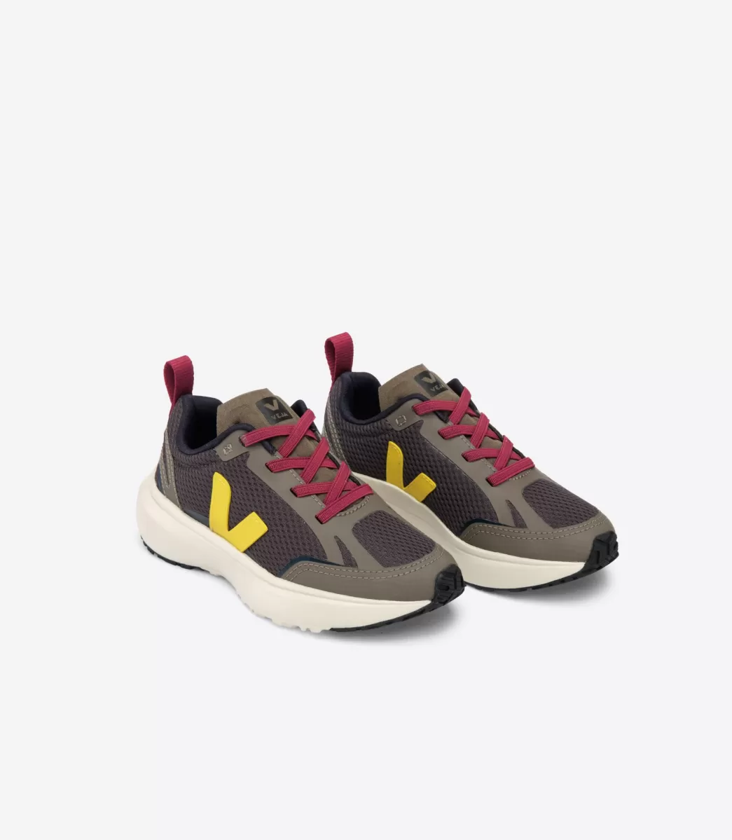 Enfant VEJA Enfants<CANARY ELASTIC LACES ALVEOMESH GRAFITE TONIC