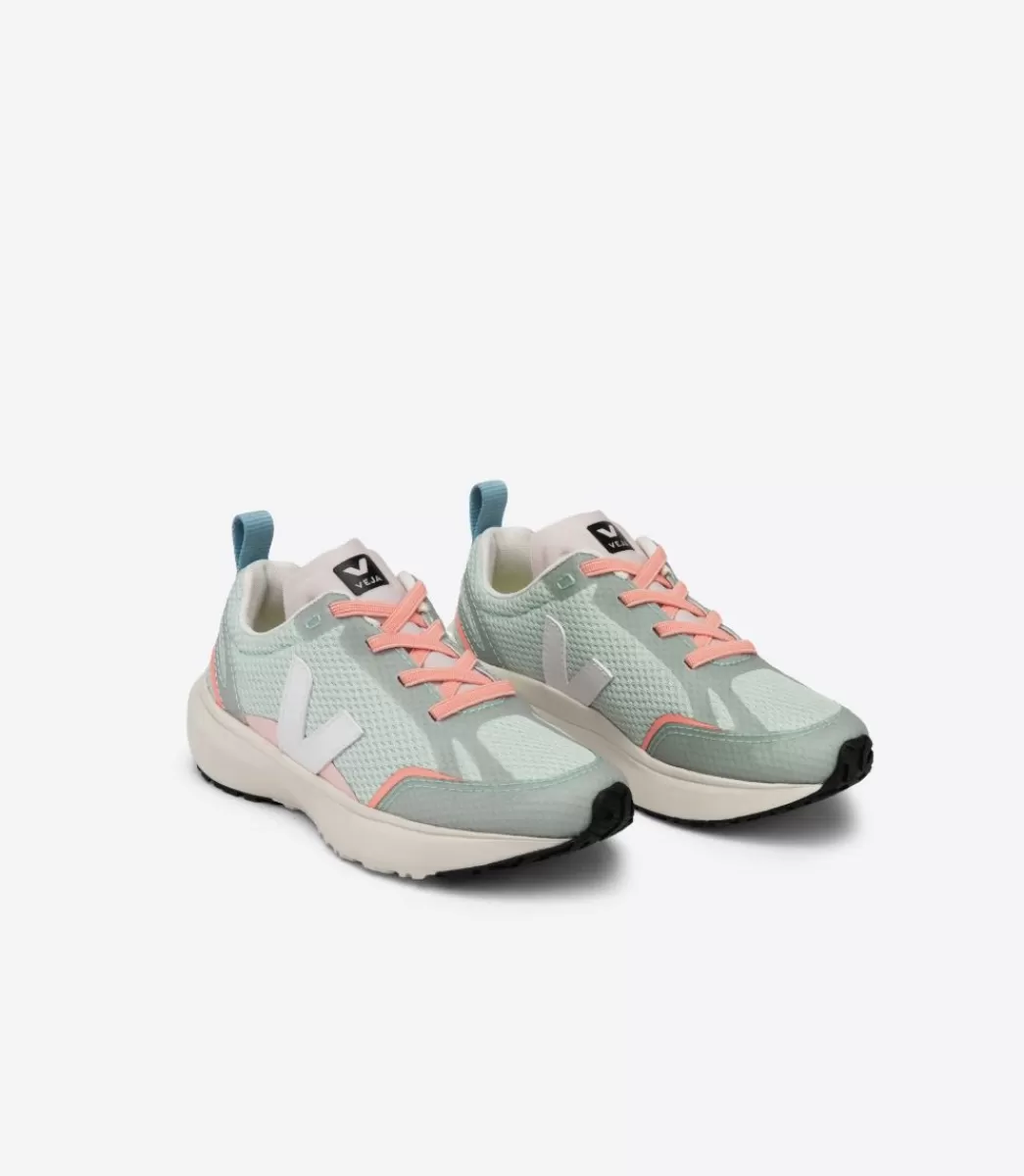 Enfant VEJA Enfants<CANARY ELASTIC LACES ALVEOMESH MATCHA WHITE