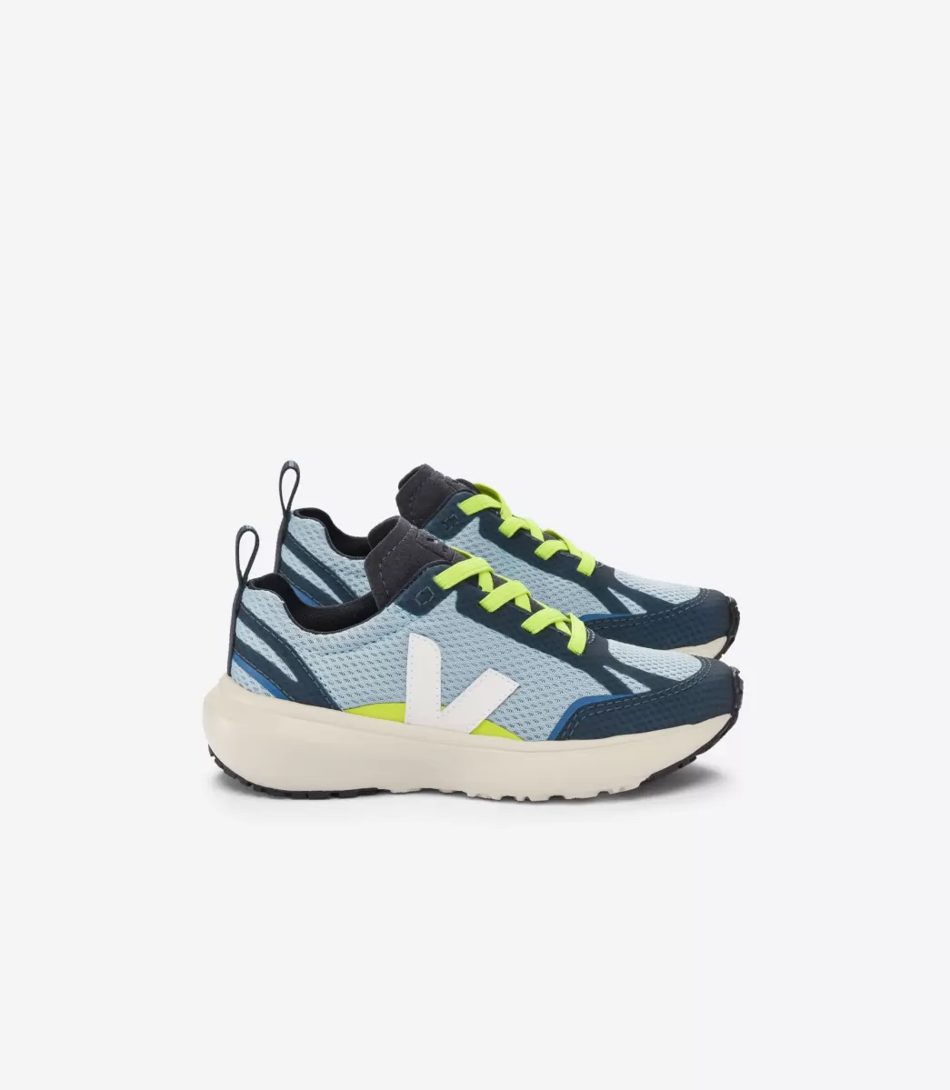 Enfant VEJA Enfant | Vegan<CANARY ELASTIC LACES ALVEOMESH STEEL WHITE