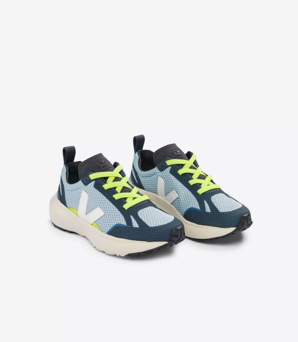 Enfant VEJA Enfant | Vegan<CANARY ELASTIC LACES ALVEOMESH STEEL WHITE