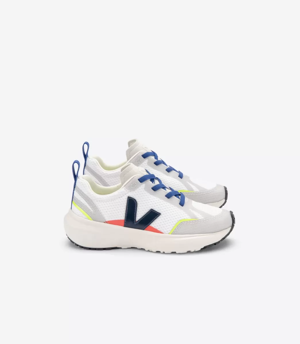 Enfant VEJA Enfant | Vegan<CANARY ELASTIC LACES ALVEOMESH WHITE NAUTICO