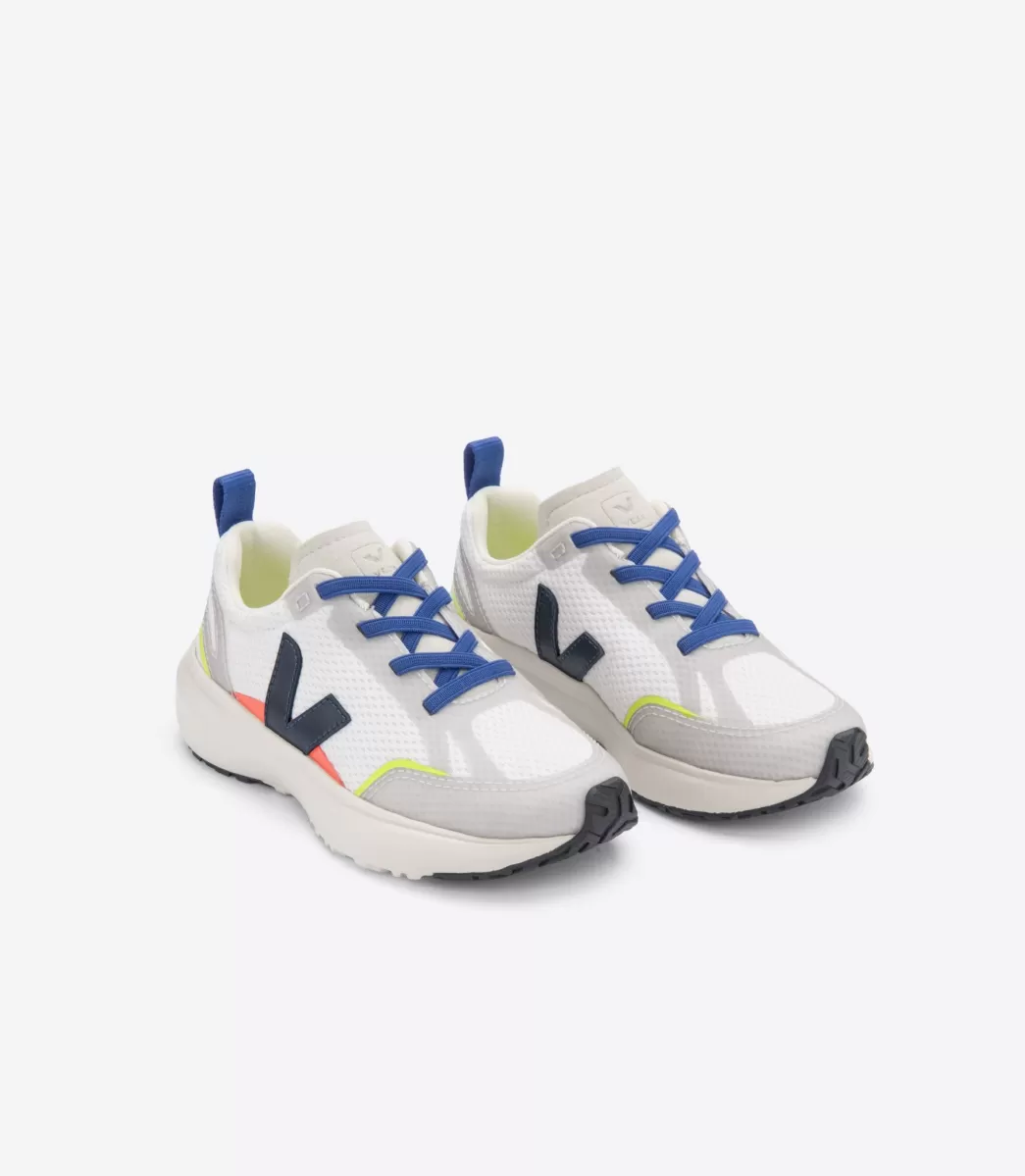 Enfant VEJA Enfant | Vegan<CANARY ELASTIC LACES ALVEOMESH WHITE NAUTICO