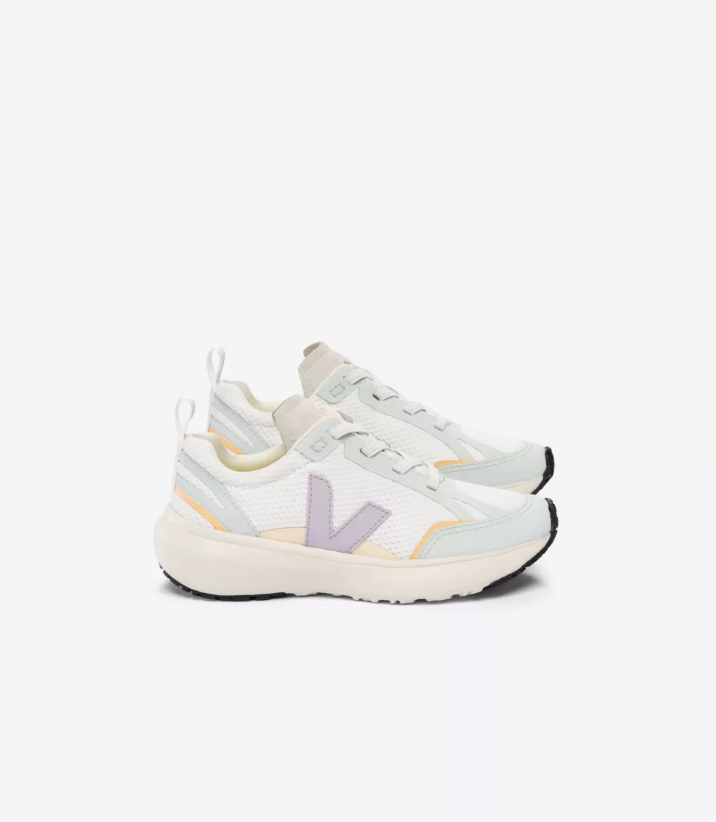 Enfant VEJA Enfant | Vegan<CANARY ELASTIC LACES ALVEOMESH WHITE PARME