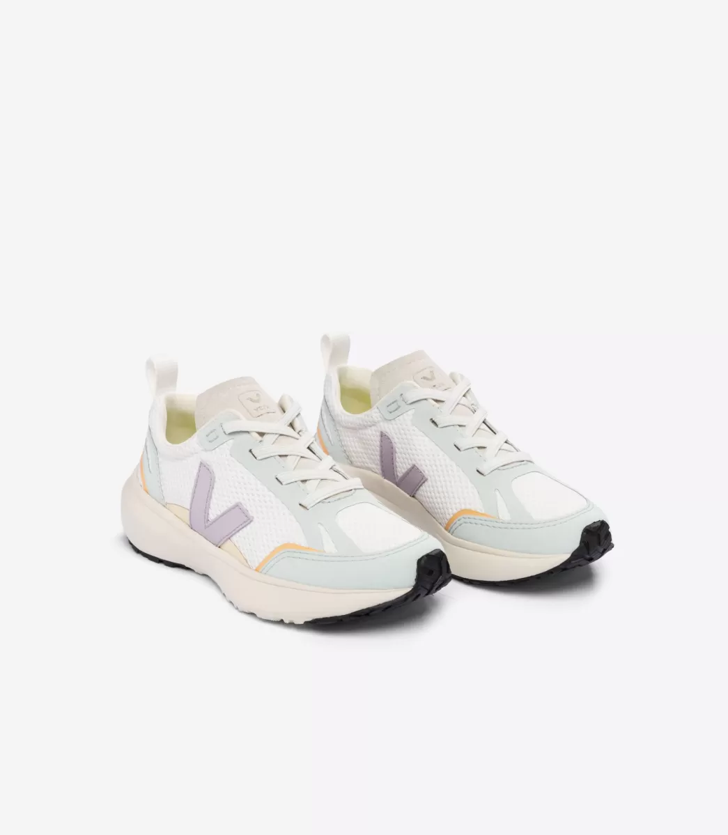 Enfant VEJA Enfant | Vegan<CANARY ELASTIC LACES ALVEOMESH WHITE PARME