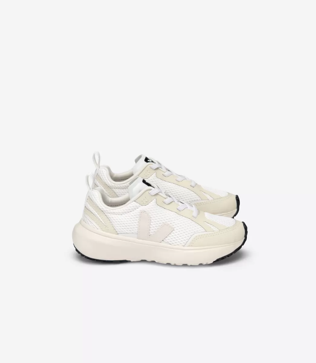 Enfant VEJA Enfants<CANARY ELASTIC LACES ALVEOMESH WHITE PIERRE