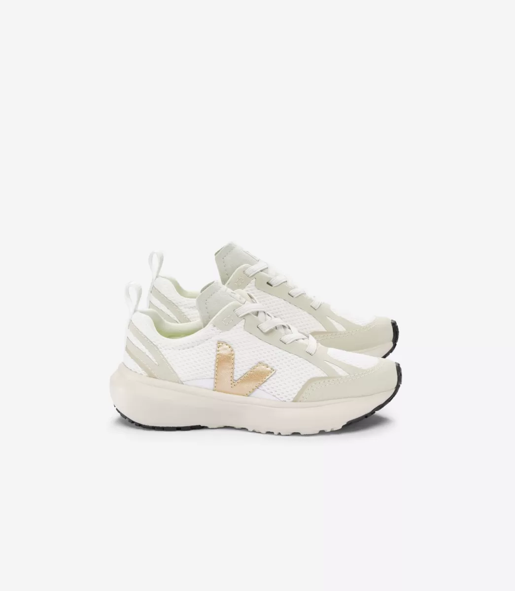 Enfant VEJA Enfant | Vegan<CANARY ELASTIC LACES ALVEOMESH WHITE PLATINE