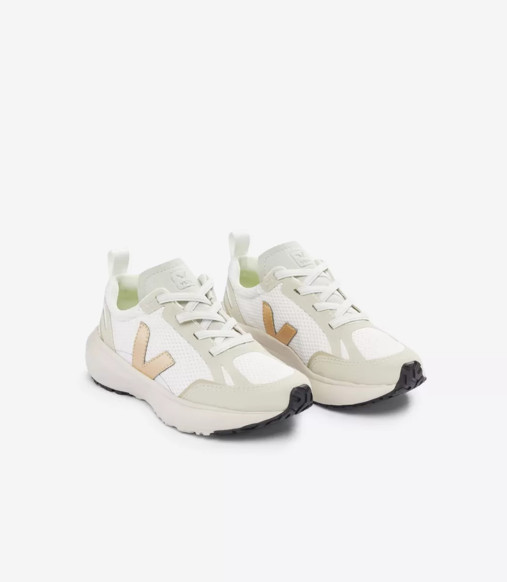 Enfant VEJA Enfant | Vegan<CANARY ELASTIC LACES ALVEOMESH WHITE PLATINE