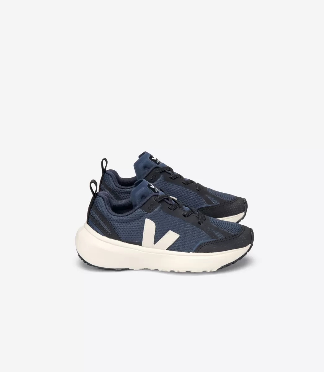 Enfant VEJA Enfants<CANARY ELASTIC LACES NAUTICO PIERRE BLACK