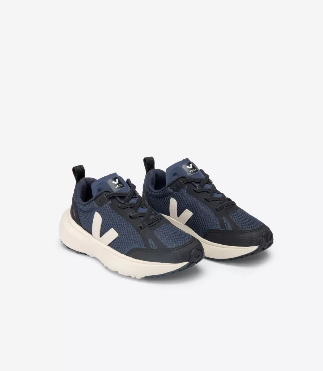 Enfant VEJA Enfants<CANARY ELASTIC LACES NAUTICO PIERRE BLACK