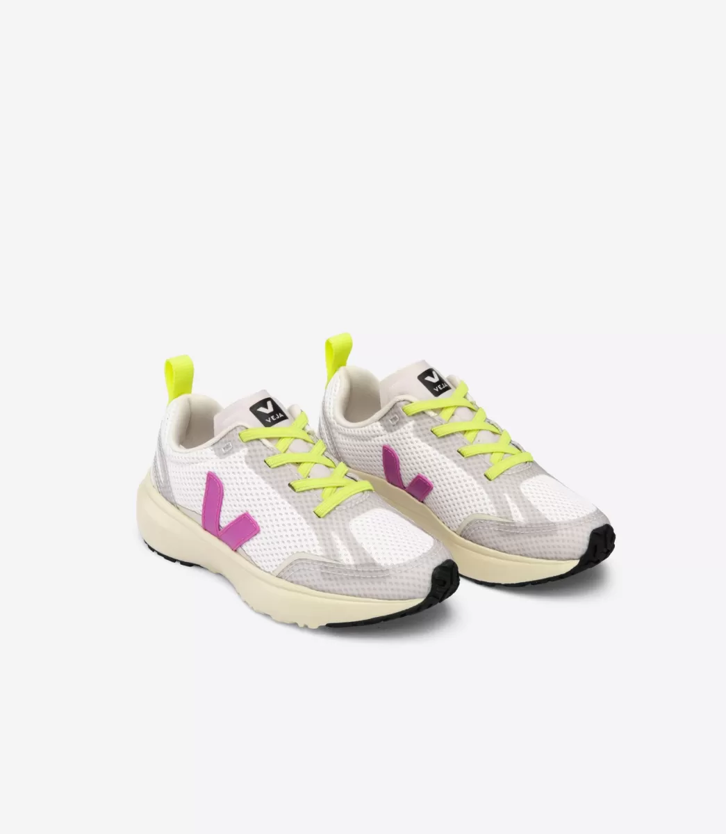 Enfant VEJA Enfants<CANARY ELASTIC LACES WHITE ULTRAVIOLET