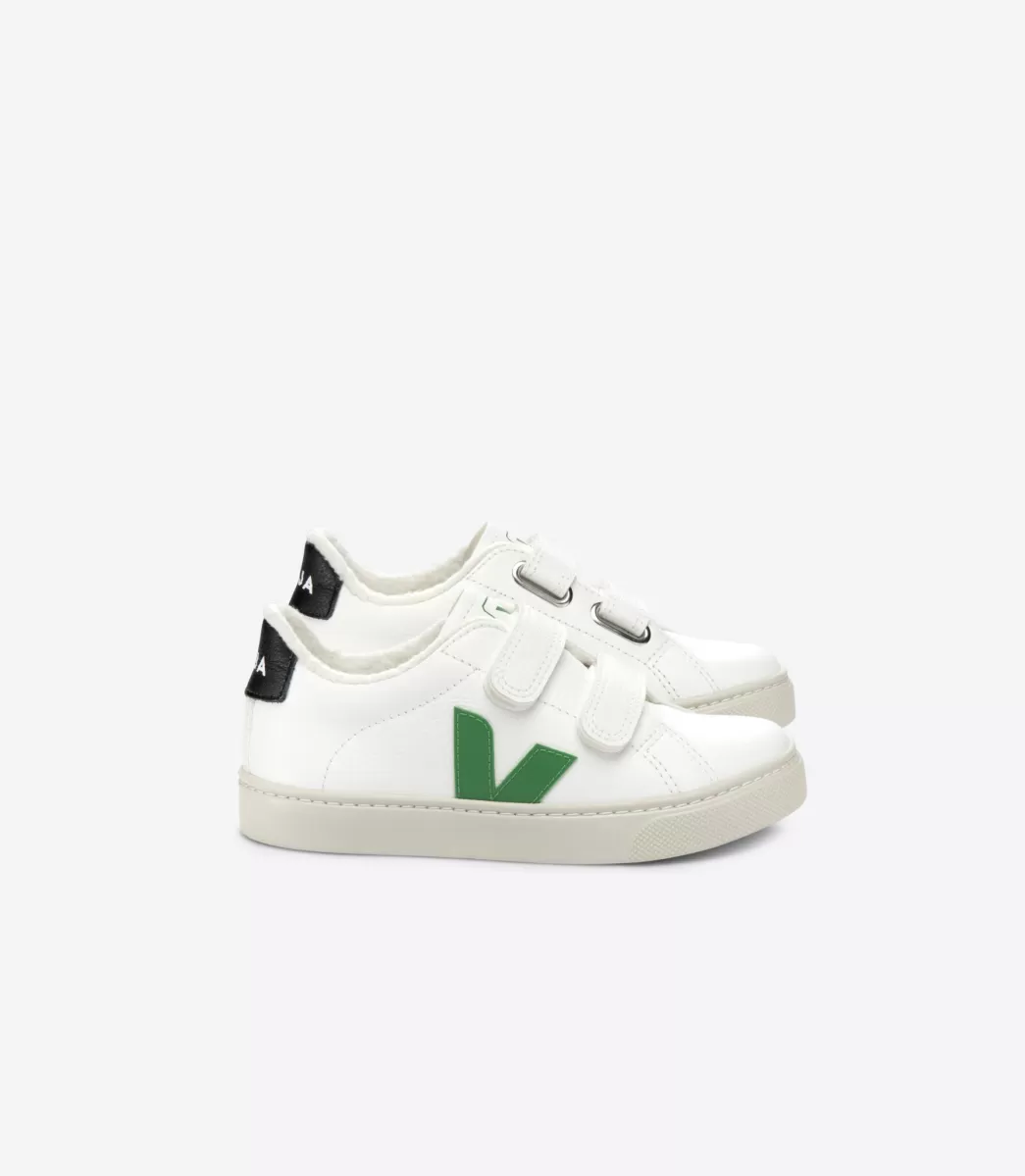 Enfant VEJA Esplar<ESPLAR FURED LEATHER WHITE EMERAUDE