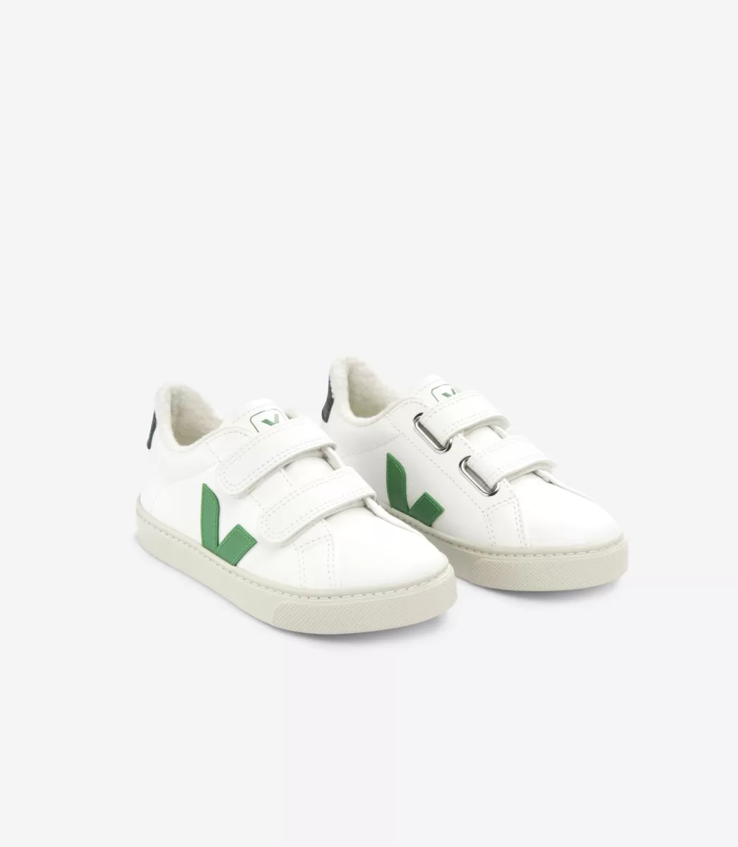 Enfant VEJA Esplar<ESPLAR FURED LEATHER WHITE EMERAUDE