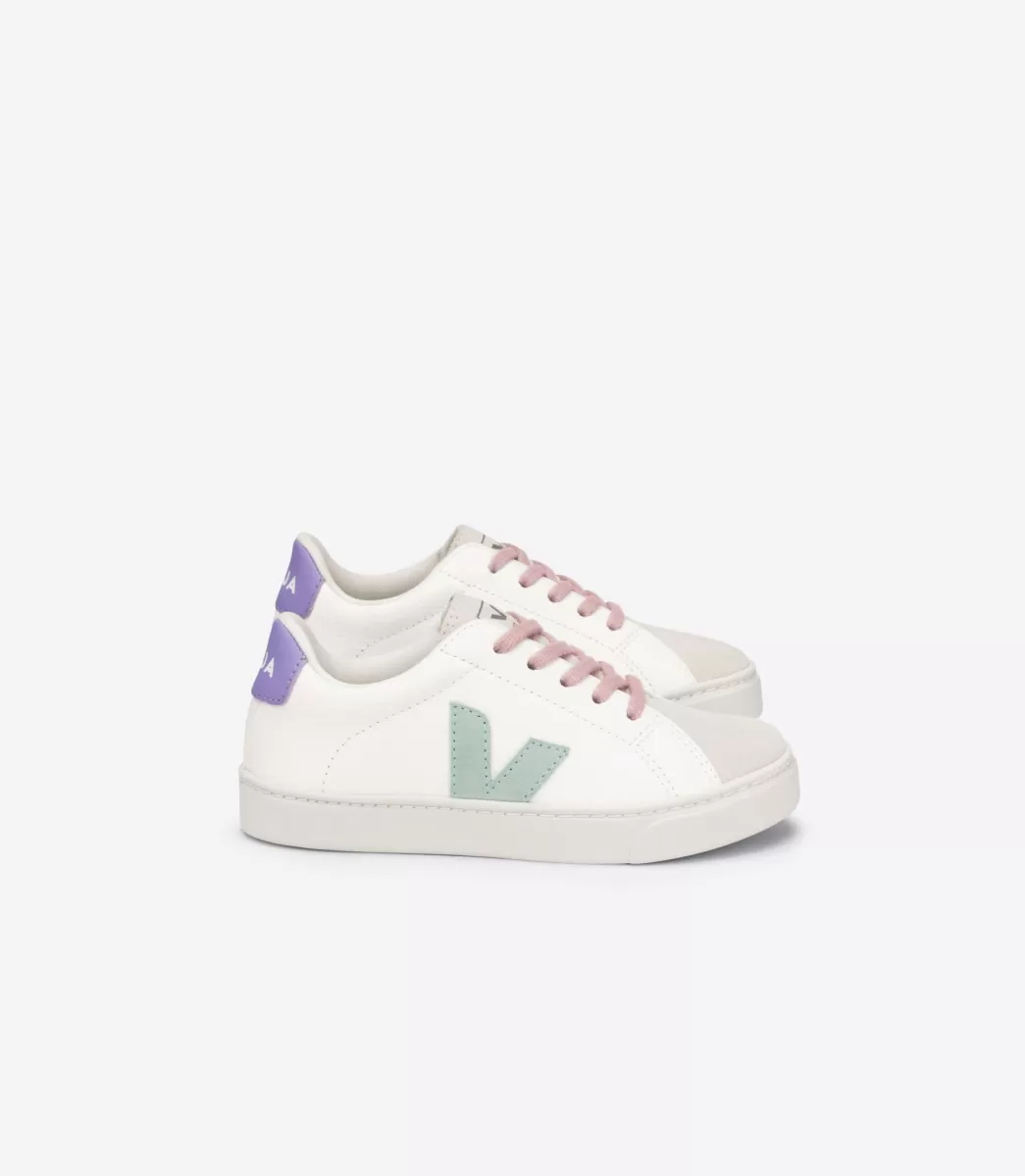 Enfant VEJA Esplar<ESPLAR LACES LEATHER WHITE MATCHA LAVANDE