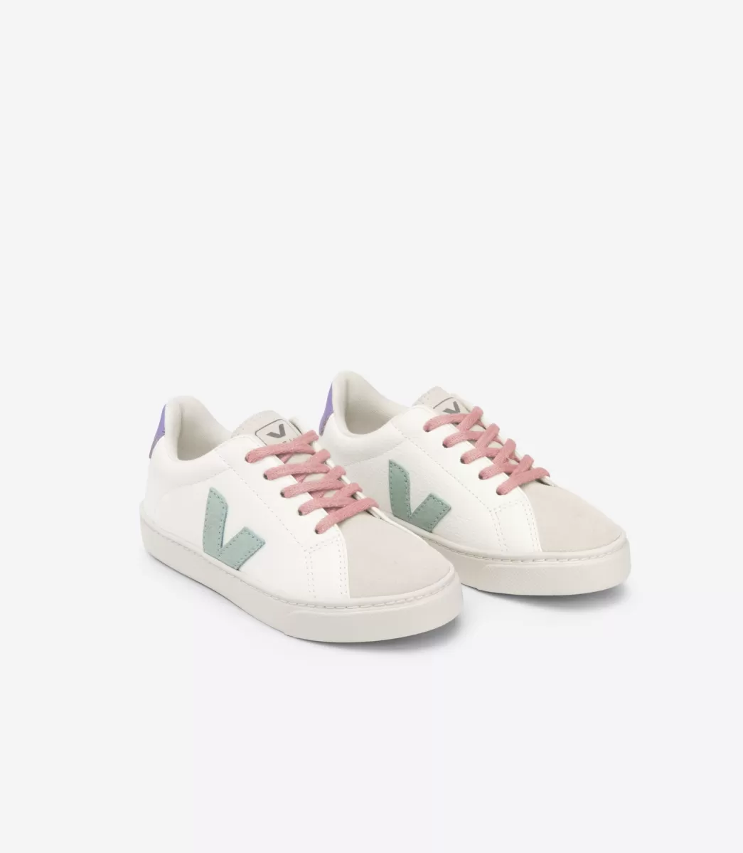 Enfant VEJA Esplar<ESPLAR LACES LEATHER WHITE MATCHA LAVANDE