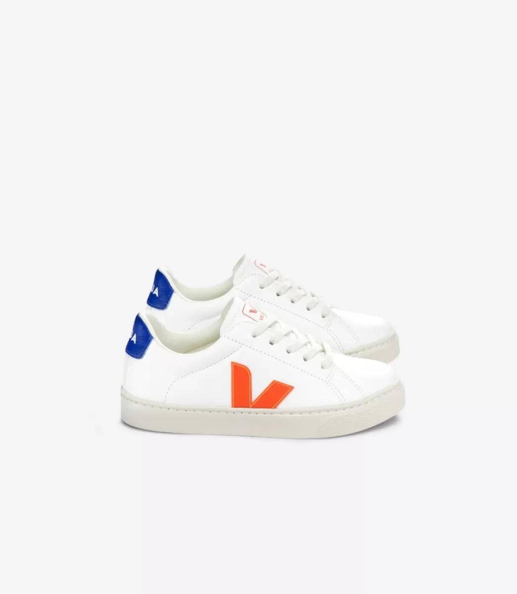 Enfant VEJA Esplar<ESPLAR LACES LEATHER WHITE ORANGE FLUO