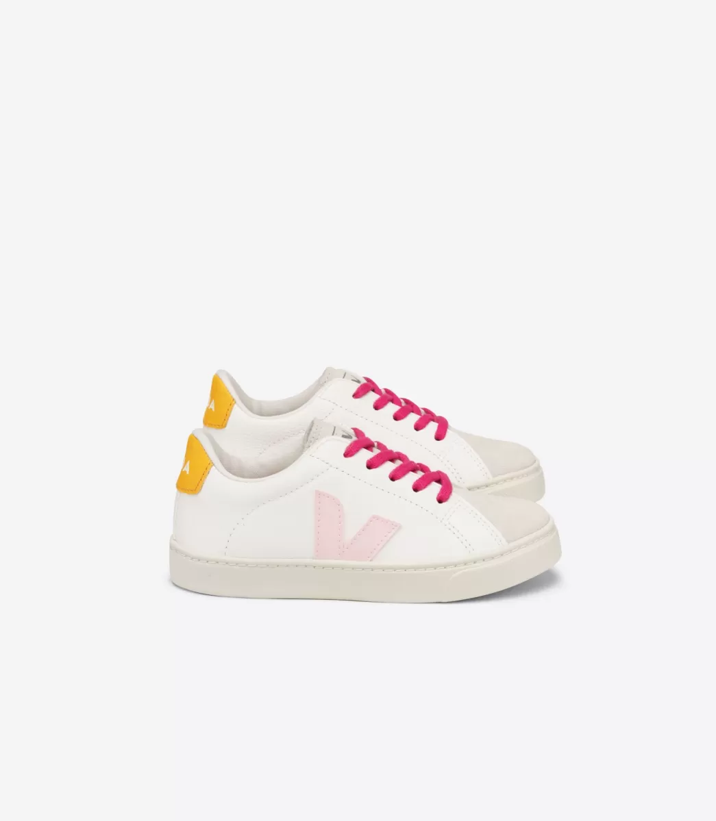 Enfant VEJA Enfants<ESPLAR LACES LEATHER WHITE PETALE OURO