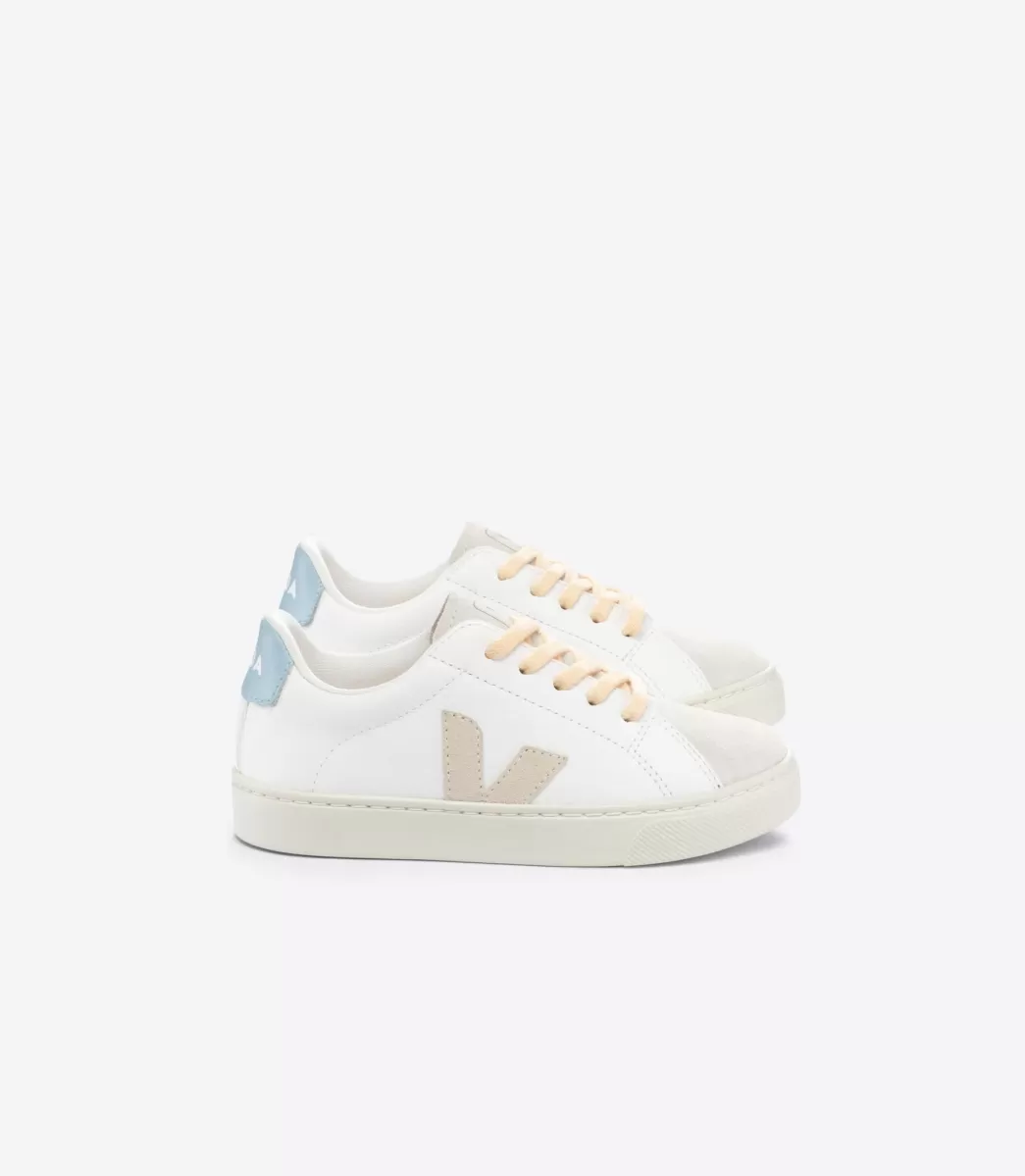 Enfant VEJA Esplar<ESPLAR LACES LEATHER WHITE SABLE STEEL