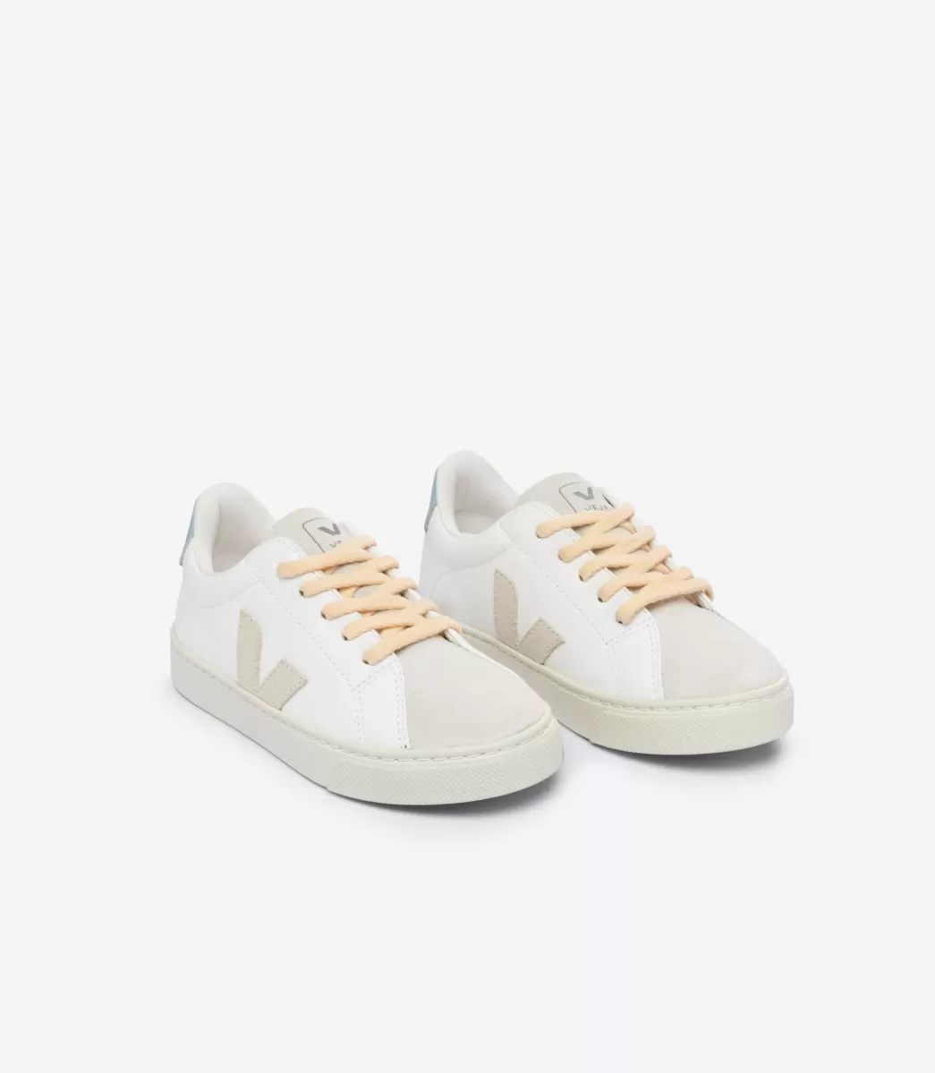 Enfant VEJA Esplar<ESPLAR LACES LEATHER WHITE SABLE STEEL