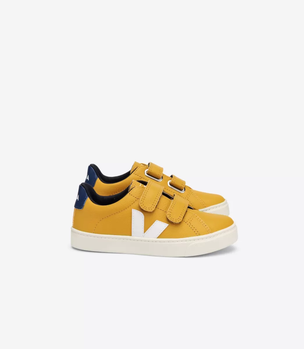 Enfant VEJA Esplar<ESPLAR LEATHER MOUTARDE WHITE COBALT