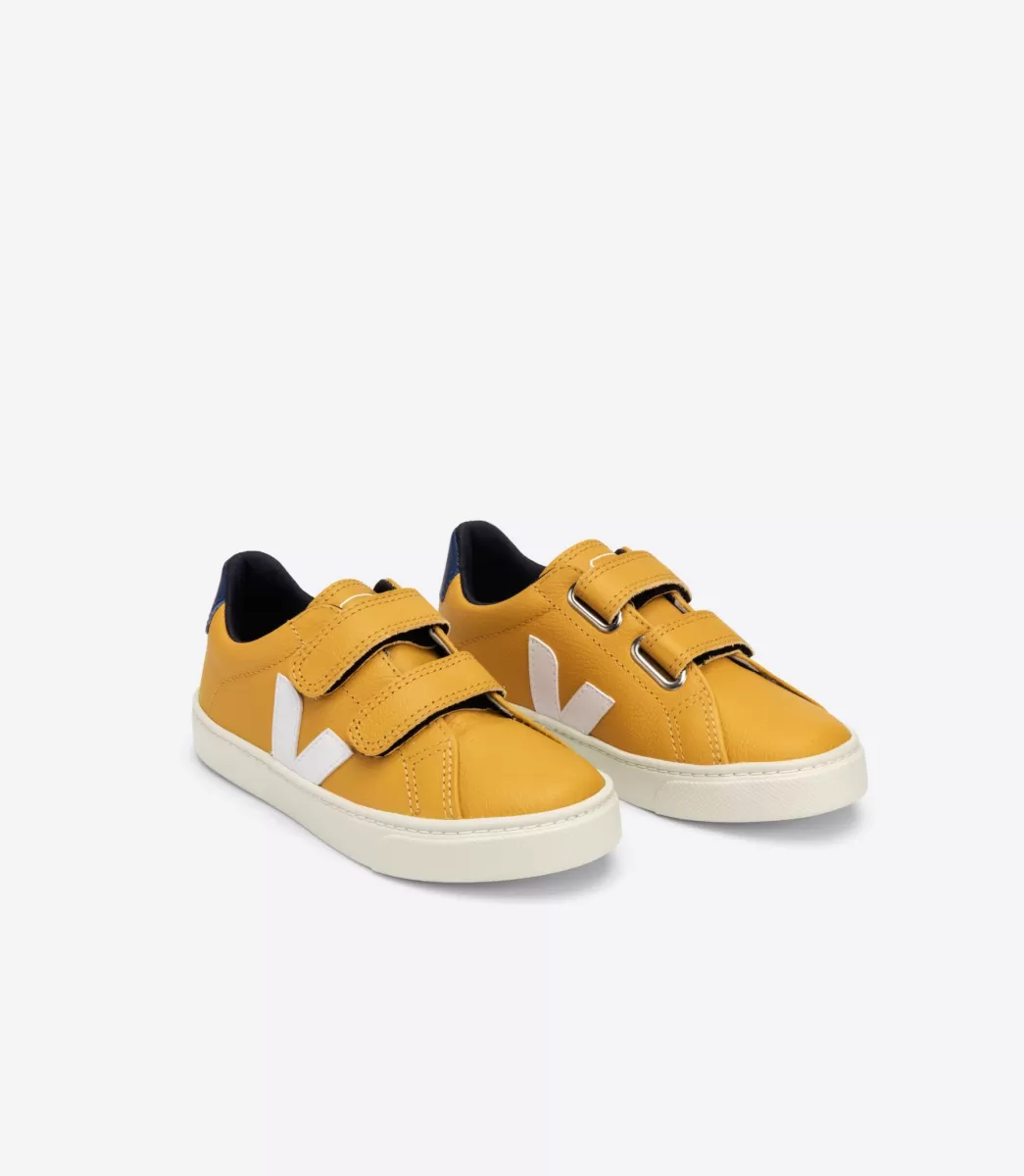 Enfant VEJA Esplar<ESPLAR LEATHER MOUTARDE WHITE COBALT