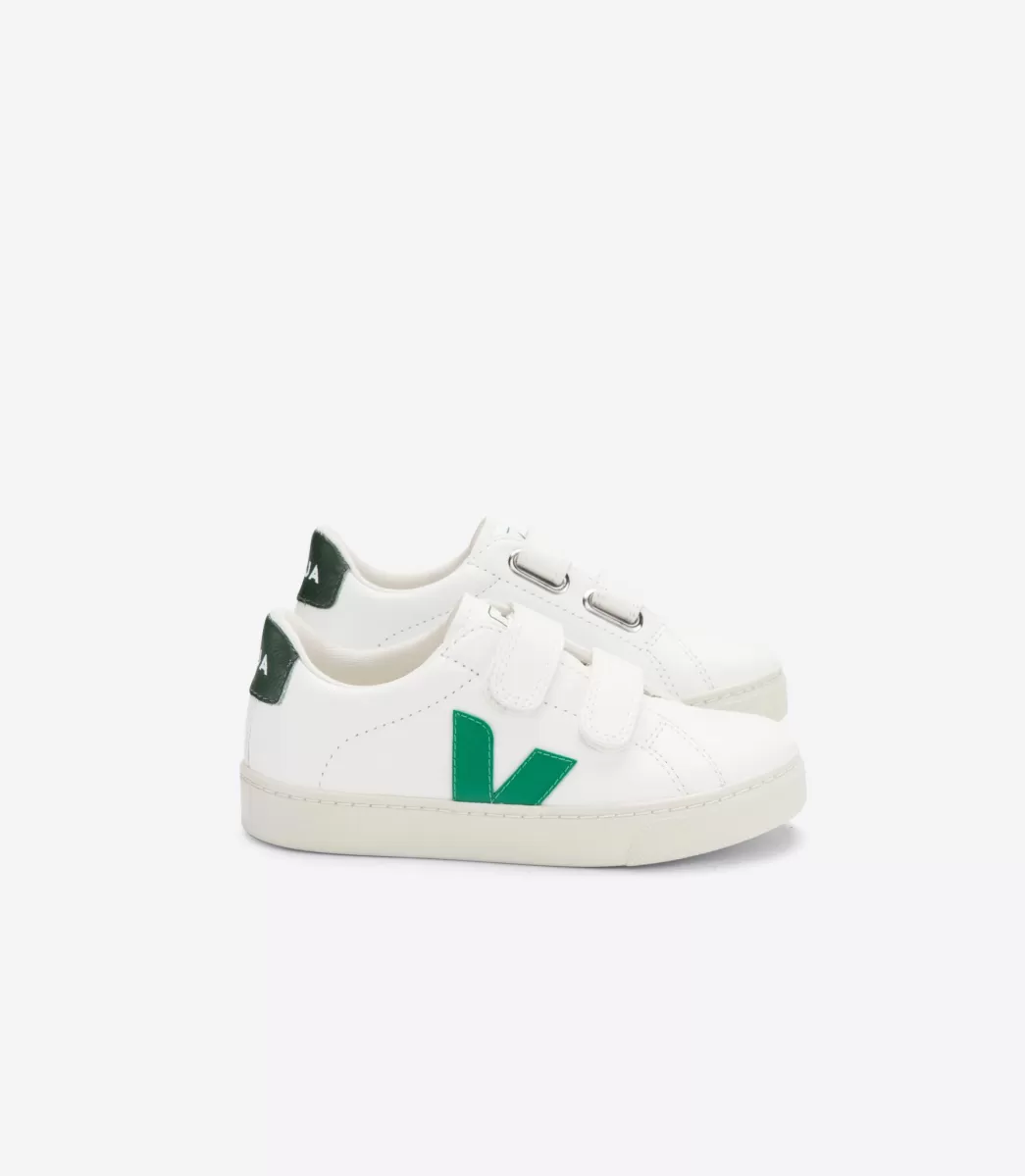 Enfant VEJA Esplar<ESPLAR LEATHER WHITE EMERAUDE CYPRUS