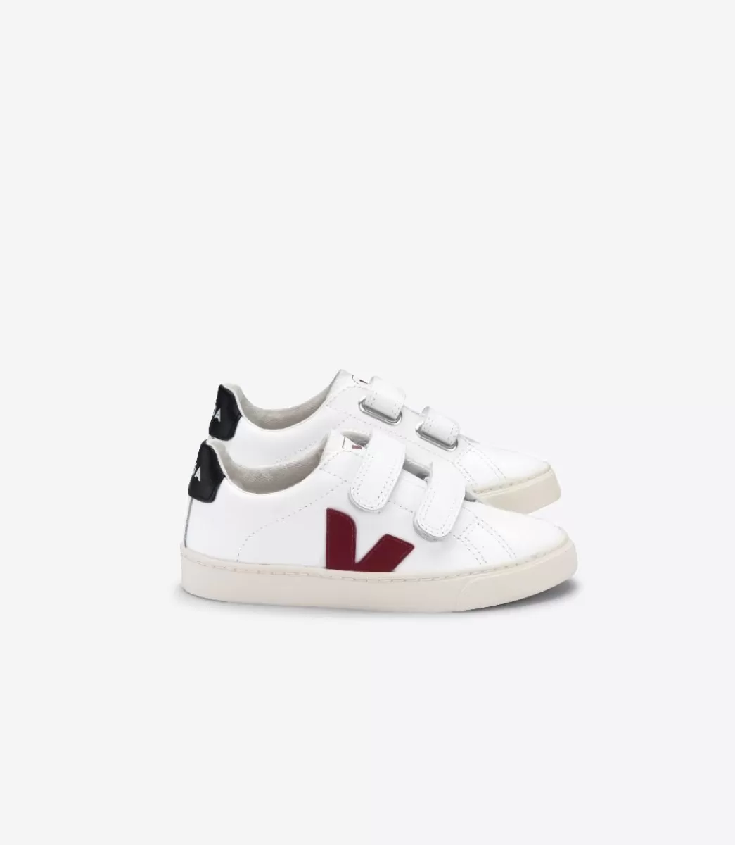 Enfant VEJA Enfants<ESPLAR LEATHER WHITE MARSALA BLACK