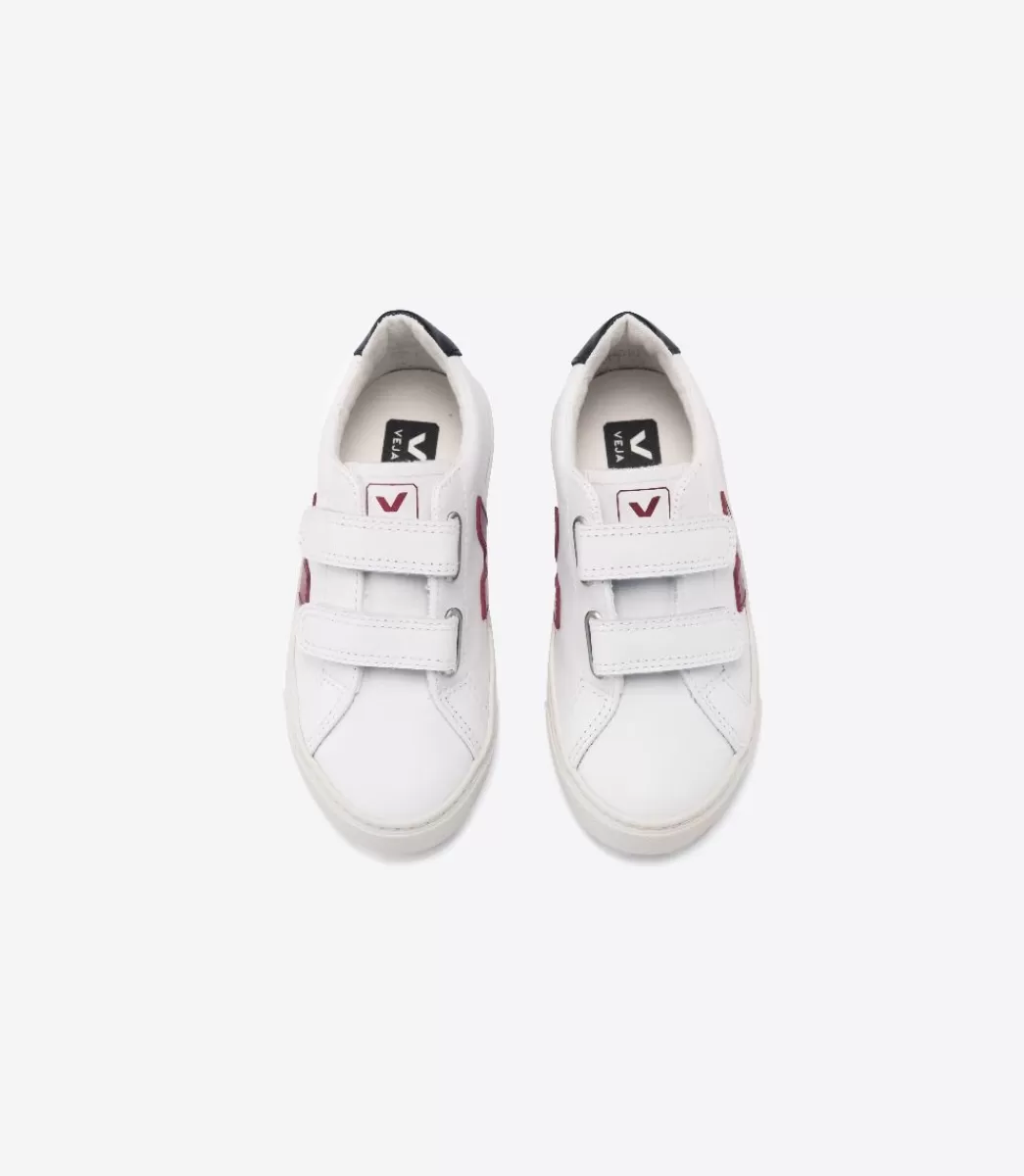 Enfant VEJA Enfants<ESPLAR LEATHER WHITE MARSALA BLACK