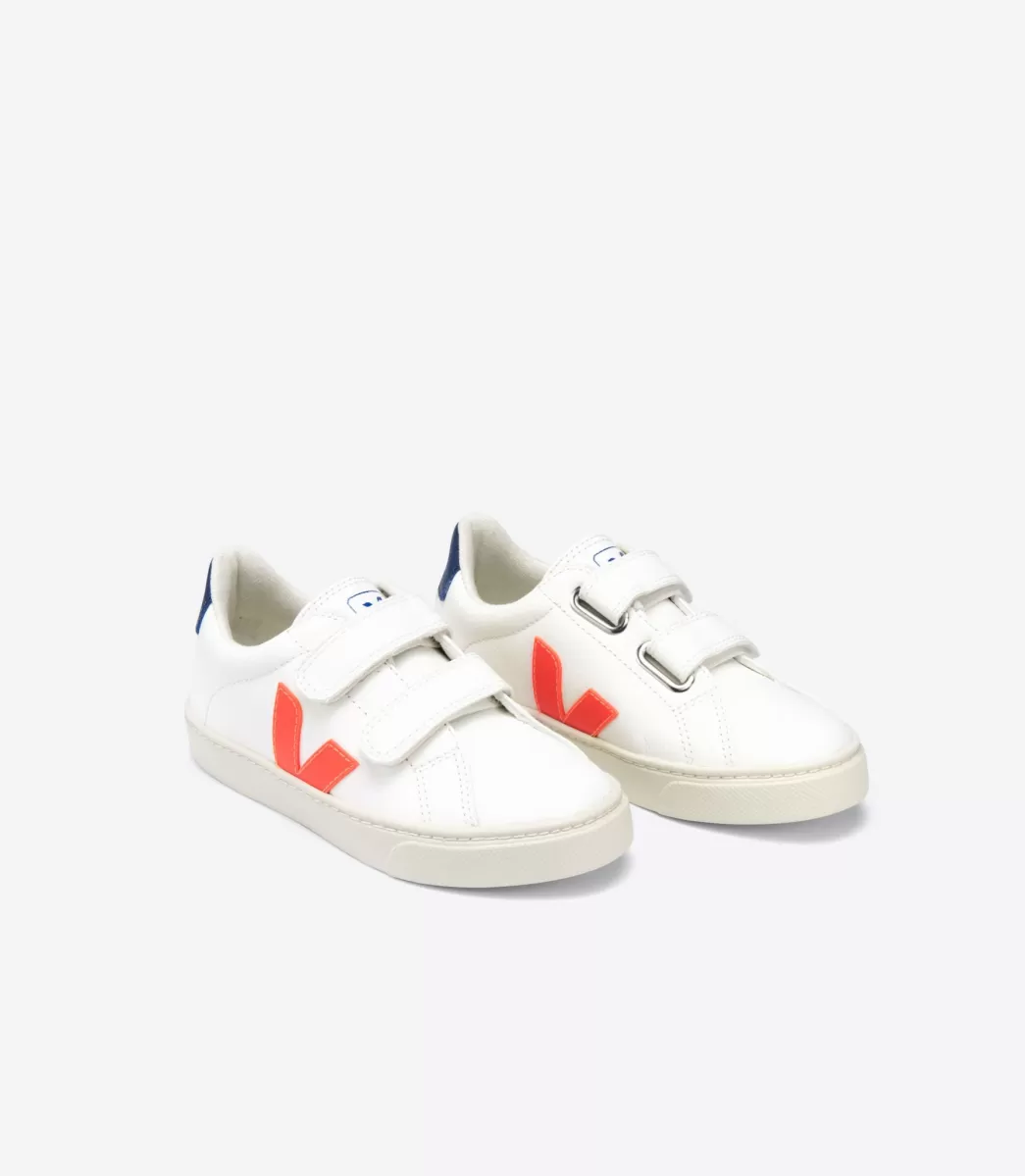 Enfant VEJA Esplar<ESPLAR LEATHER WHITE ORANGE FLUO COBALT