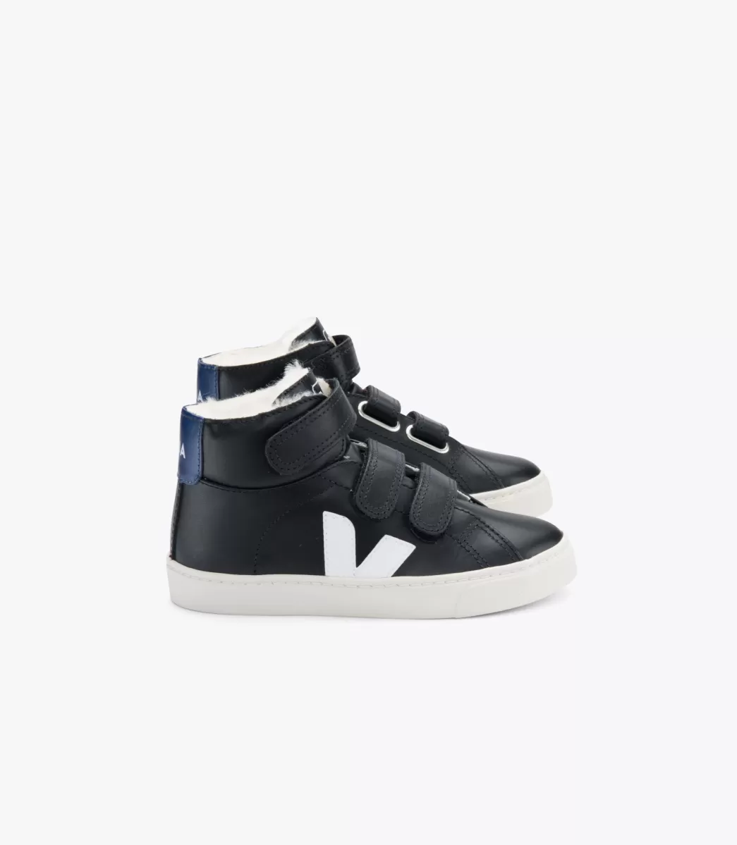 Enfant VEJA Enfants<ESPLAR MID FURED LEATHER BLACK COBALT