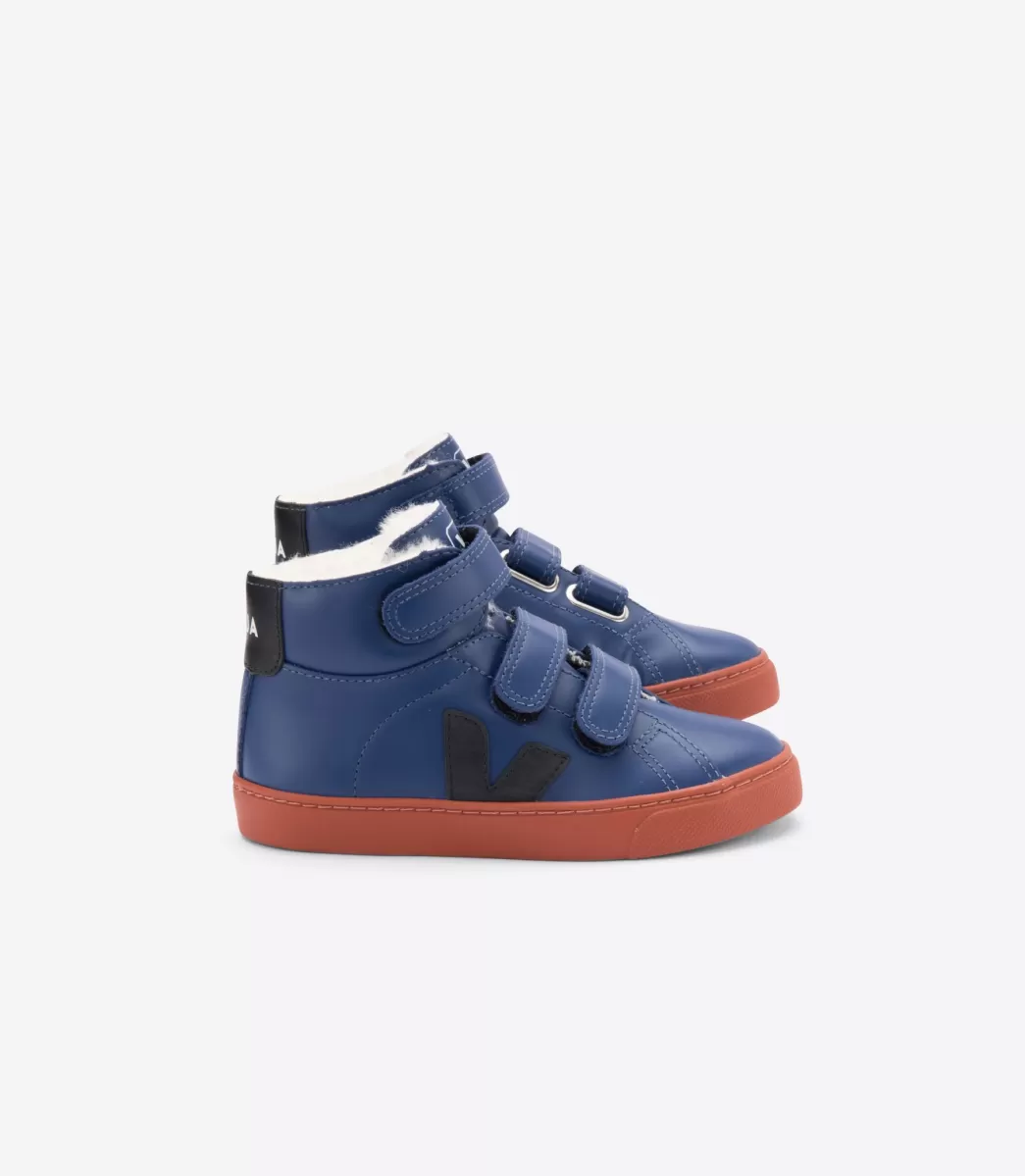 Enfant VEJA Enfants<ESPLAR MID FURED LEATHER COBALT RUST