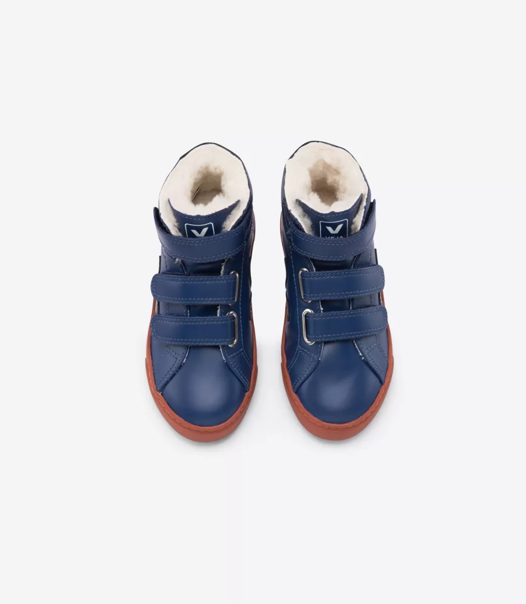 Enfant VEJA Enfants<ESPLAR MID FURED LEATHER COBALT RUST