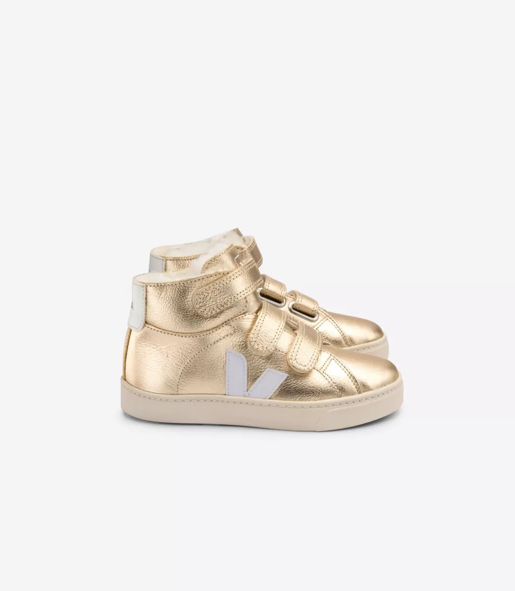 Enfant VEJA Enfants<ESPLAR MID FURED LEATHER PLATINE WHITE