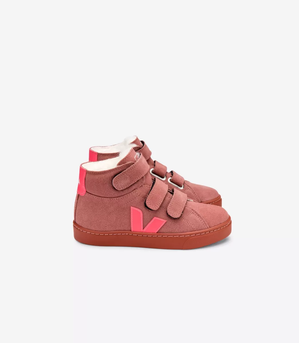 Enfant VEJA Enfants<ESPLAR MID FURED SUEDE DIRED PETAL ROSE FLUO