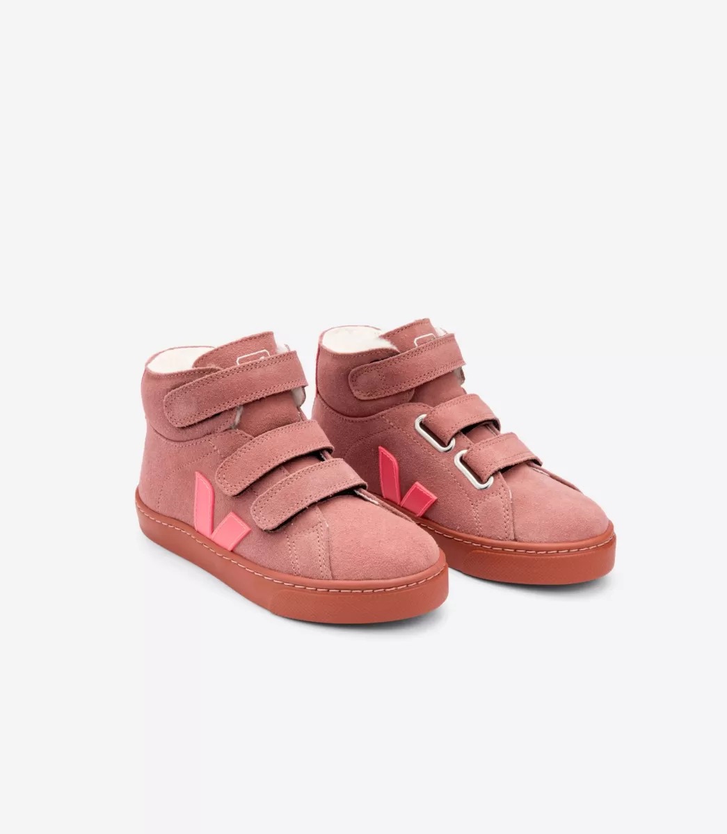 Enfant VEJA Enfants<ESPLAR MID FURED SUEDE DIRED PETAL ROSE FLUO
