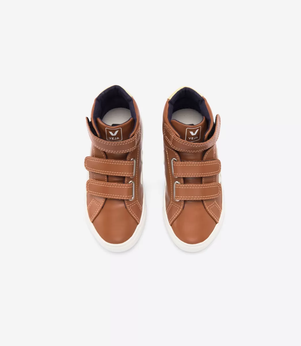 Enfant VEJA Enfants<ESPLAR MID LEATHER TUILE PIERRE JAUNE FLUO