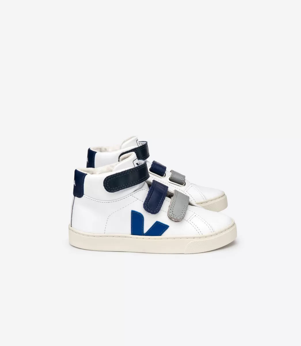 Enfant VEJA Enfants<ESPLAR MID LEATHER WHITE BLUE