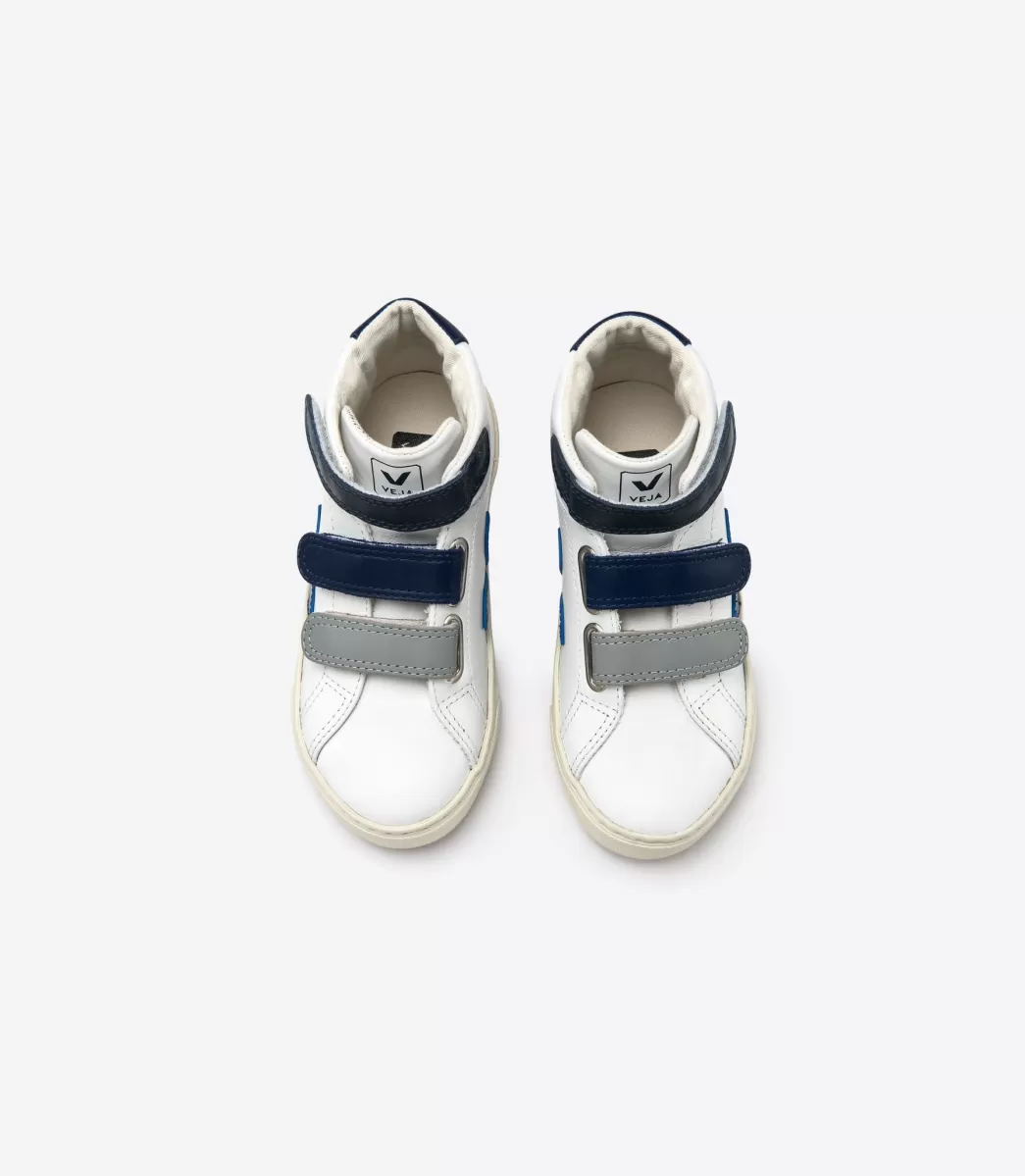 Enfant VEJA Enfants<ESPLAR MID LEATHER WHITE BLUE