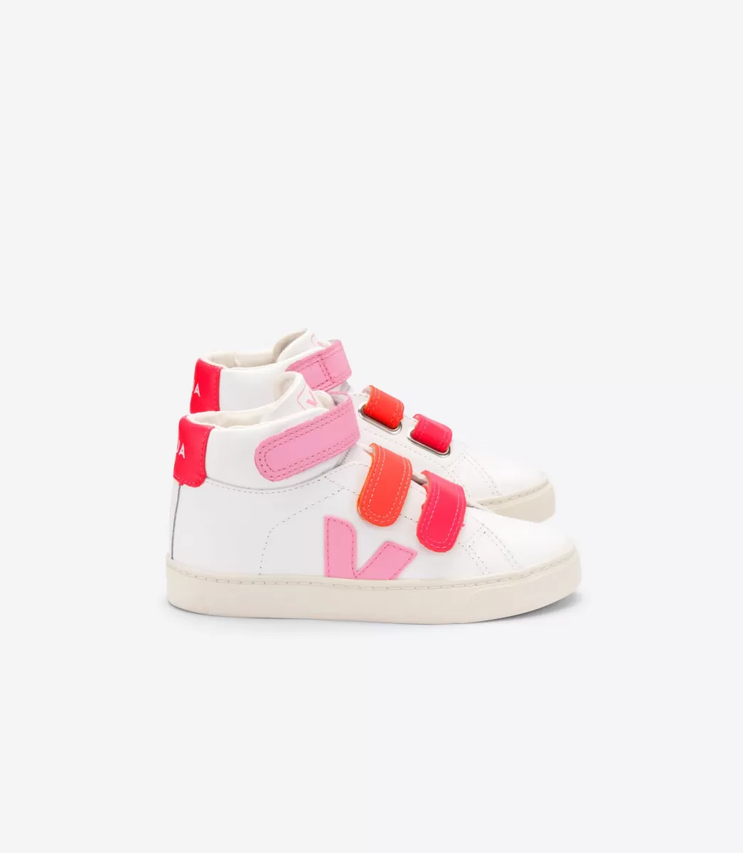 Enfant VEJA Enfants<ESPLAR MID LEATHER WHITE MULTICO PINK