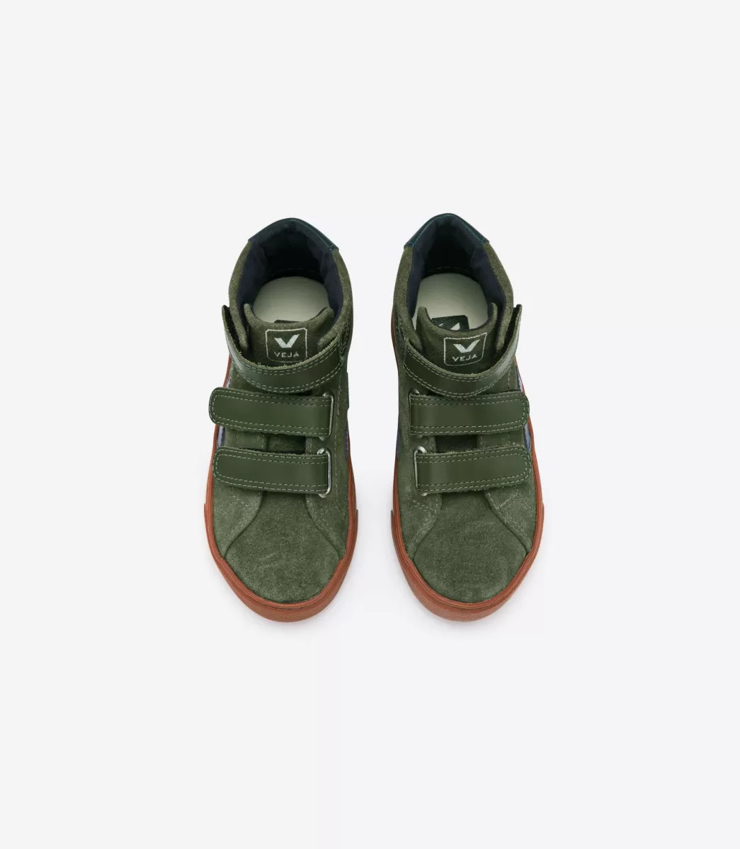 Enfant VEJA Enfants<ESPLAR MID SUEDE OLIVE RUST SOLE