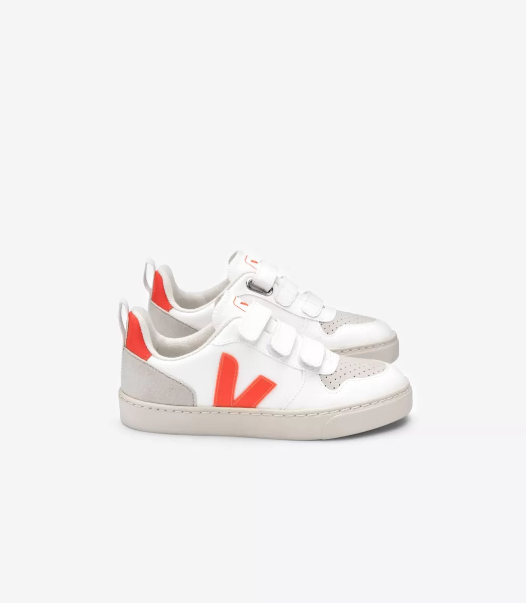 Enfant VEJA Enfants<V-10 CWL WHITE ORANGE FLUO