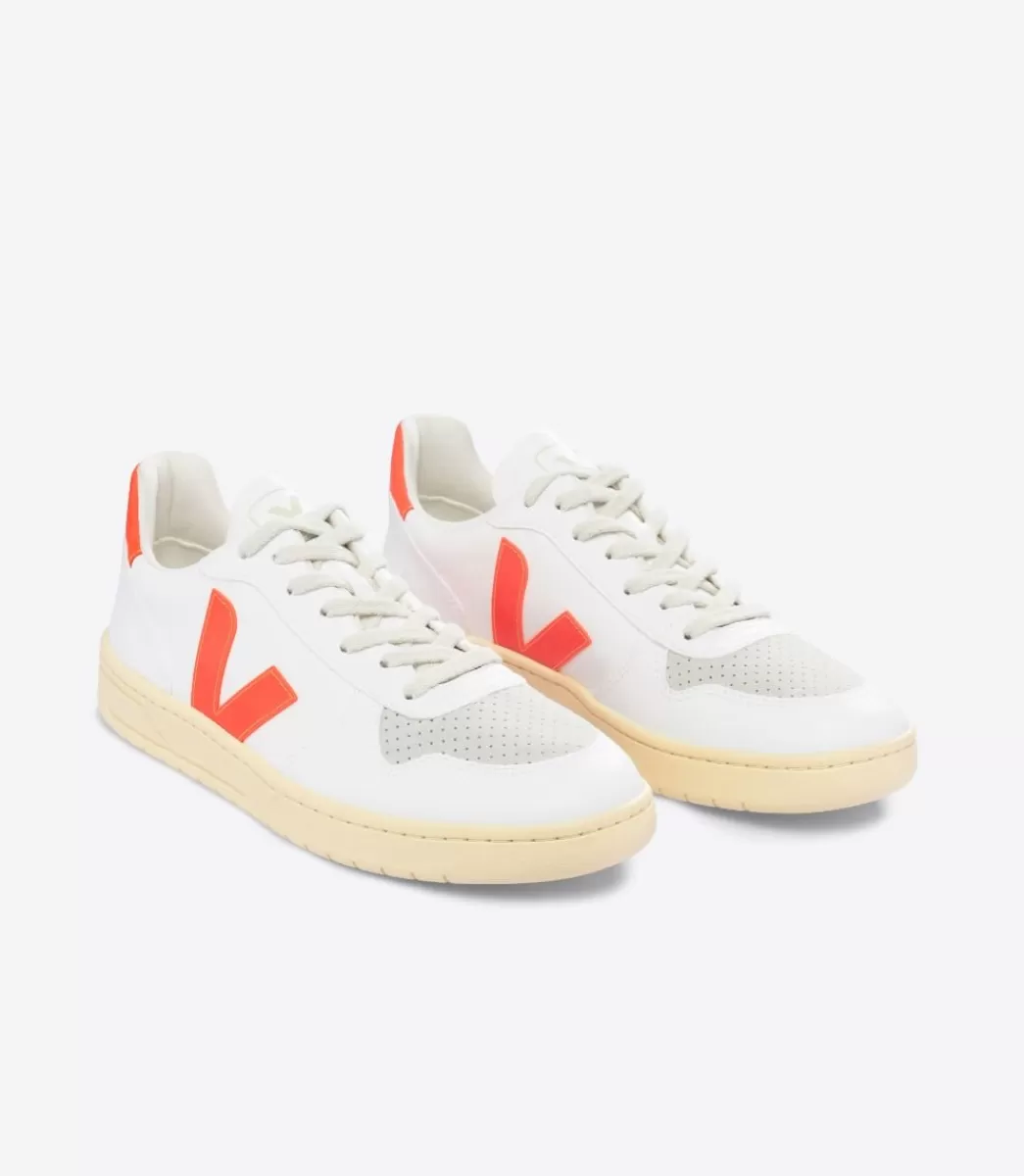 Femme VEJA Adulte | Vegan<V-10 CWL WHITE ORANGE FLUO