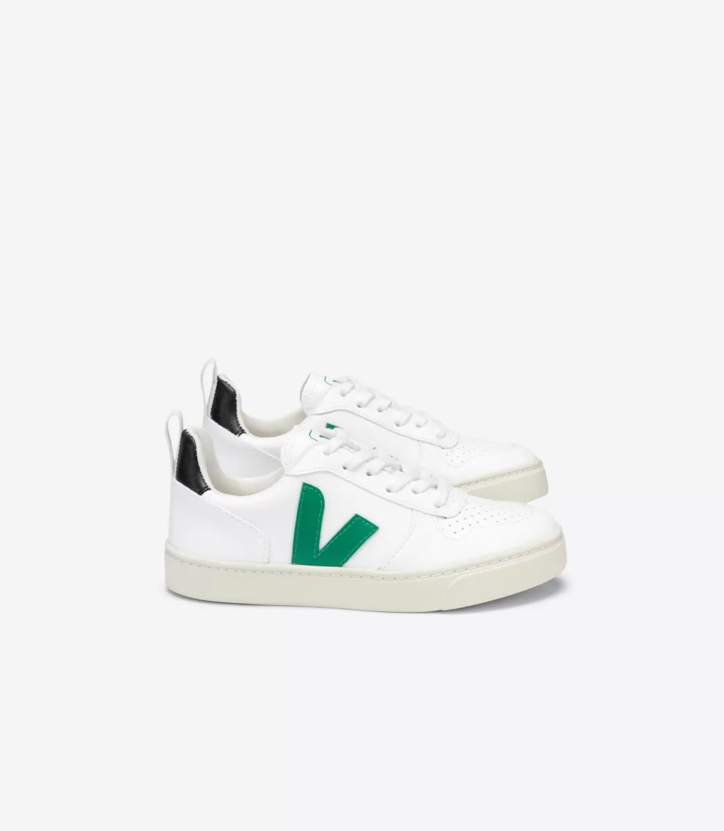 Enfant VEJA Enfants<V-10 LACES CWL WHITE EMERAUDE BLACK